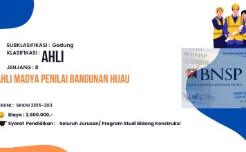 Pembuatan SKK (Sertifikat Kompetensi Kerja) – Ahli Madya Penilai Kegagalan Bangunan Gedung – Jenjang 8