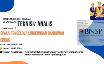 Pembuatan SKK (Sertifikat Kompetensi Kerja) – Kepala Pengelola Lingkungan Bangunan Gedung – Jenjang 6